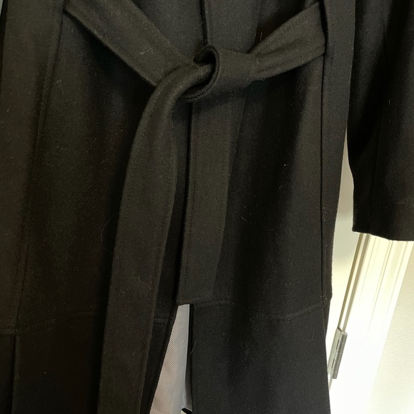 CALVIN KLEIN Double Breasted Pleated Wool Pea Coat - Picture 4 of 11